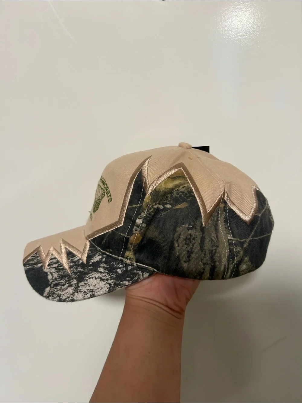 VTG 90s Moreauville Concrete Camo Teeth Overlay Hat Strapback super rare